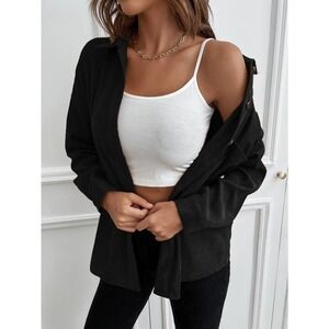 Solid Button Up shirt Corduroy black